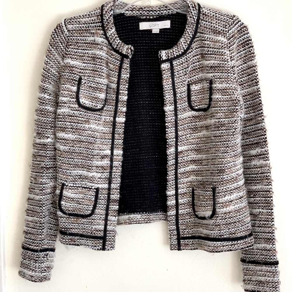 🖤 Loft Preppy Tweed Yarn Sweater Fitted Blazer
